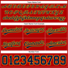 Load image into Gallery viewer, Custom Red Navy-Gold Authentic Throwback Basketball Shorts