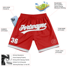 Charger l'image dans la galerie, Custom Red White-Gray Authentic Throwback Basketball Shorts