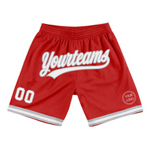Load image into Gallery viewer, Custom Red White-Gray Authentic Throwback Basketball Shorts
