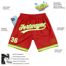 Charger l'image dans la galerie, Custom Red White-Neon Green Authentic Throwback Basketball Shorts