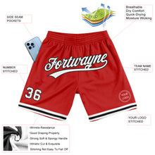 Load image into Gallery viewer, Custom Red White-Black Authentic Throwback Basketball Shorts