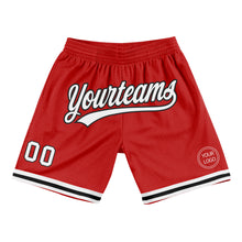 Load image into Gallery viewer, Custom Red White-Black Authentic Throwback Basketball Shorts