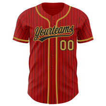 Charger l'image dans la galerie, Custom Red Black Pinstripe Old Gold Authentic Baseball Jersey