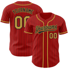 Charger l'image dans la galerie, Custom Red Black Pinstripe Old Gold Authentic Baseball Jersey