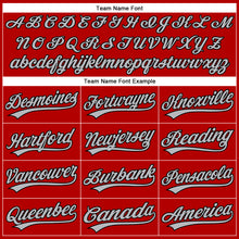 Загрузить изображение в средство просмотра галереи, Custom Red Black Pinstripe Gray Authentic Baseball Jersey