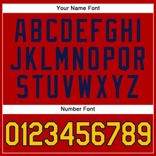 Загрузить изображение в средство просмотра галереи, Custom Red Yellow Pinstripe Navy Authentic Baseball Jersey