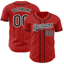 Загрузить изображение в средство просмотра галереи, Custom Red White Pinstripe Black Authentic Baseball Jersey