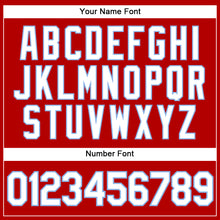 Load image into Gallery viewer, Custom Red White Pinstripe Light Blue Authentic Baseball Jersey