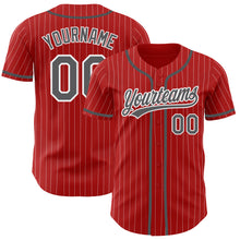 Charger l'image dans la galerie, Custom Red White Pinstripe Steel Gray Authentic Baseball Jersey