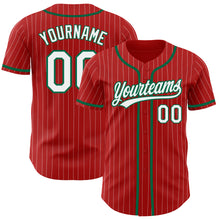 Charger l'image dans la galerie, Custom Red White Pinstripe Kelly Green Authentic Baseball Jersey