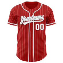 Charger l'image dans la galerie, Custom Red White Pinstripe Gray Authentic Baseball Jersey