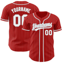 Charger l'image dans la galerie, Custom Red White Pinstripe Gray Authentic Baseball Jersey