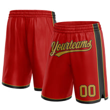Load image into Gallery viewer, Custom Red Old Gold-Black Authentic Basketball Shorts