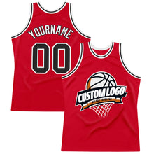 Загрузить изображение в средство просмотра галереи, Custom Red Black-White Authentic Throwback Basketball Jersey