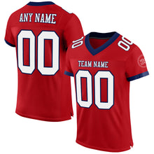 Load image into Gallery viewer, Custom Red White-Navy Mesh Authentic Football Jersey