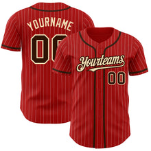 Charger l'image dans la galerie, Custom Red White Pinstripe Brown-City Cream Authentic Baseball Jersey