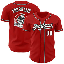 Load image into Gallery viewer, Custom Red White-Black Authentic Baseball Jersey
