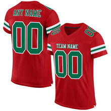Load image into Gallery viewer, Custom Red Kelly Green-White Mesh Authentic Football Jersey