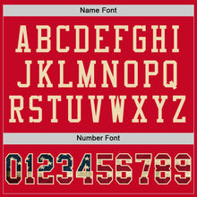 Load image into Gallery viewer, Custom Red Vintage USA Flag-City Cream Mesh Authentic Football Jersey