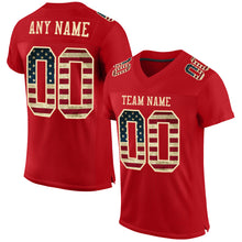 Load image into Gallery viewer, Custom Red Vintage USA Flag-City Cream Mesh Authentic Football Jersey