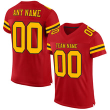 Load image into Gallery viewer, Custom Red Gold-Black Mesh Authentic Football Jersey
