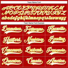 Load image into Gallery viewer, Custom Red White-Gold Hockey Lace Neck Jersey