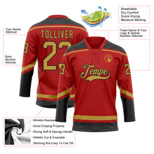 Charger l'image dans la galerie, Custom Red Old Gold-Black Hockey Lace Neck Jersey