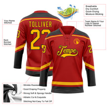 Charger l'image dans la galerie, Custom Red Gold-Black Hockey Lace Neck Jersey