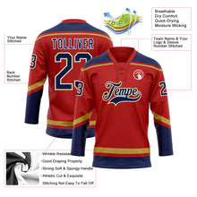 Charger l'image dans la galerie, Custom Red Navy-Old Gold Hockey Lace Neck Jersey