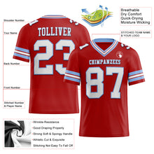 Load image into Gallery viewer, Custom Red White-Light Blue Authentic Football Jersey