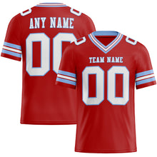 Load image into Gallery viewer, Custom Red White-Light Blue Authentic Football Jersey