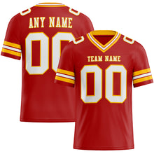 Load image into Gallery viewer, Custom Red White-Gold Authentic Football Jersey