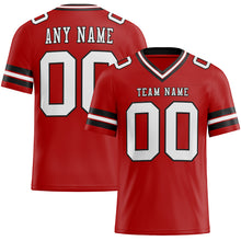 Load image into Gallery viewer, Custom Red White-Black Authentic Football Jersey