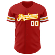 Загрузить изображение в средство просмотра галереи, Custom Red White-Gold Authentic Baseball Jersey