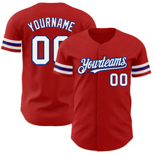 Загрузить изображение в средство просмотра галереи, Custom Red White-Royal Authentic Baseball Jersey