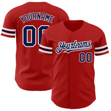 Загрузить изображение в средство просмотра галереи, Custom Red Navy-White Authentic Baseball Jersey