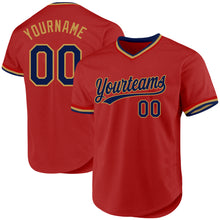 Charger l'image dans la galerie, Custom Red Navy-Old Gold Authentic Throwback Baseball Jersey