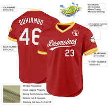 Charger l'image dans la galerie, Custom Red White-Gold Authentic Throwback Baseball Jersey