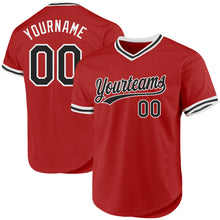 Charger l'image dans la galerie, Custom Red Black-White Authentic Throwback Baseball Jersey