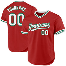 Charger l'image dans la galerie, Custom Red White-Kelly Green Authentic Throwback Baseball Jersey