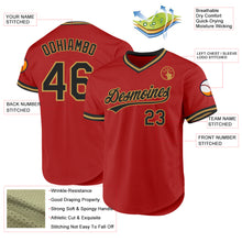 Charger l'image dans la galerie, Custom Red Black-Old Gold Authentic Throwback Baseball Jersey