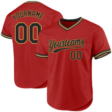 Charger l'image dans la galerie, Custom Red Black-Old Gold Authentic Throwback Baseball Jersey