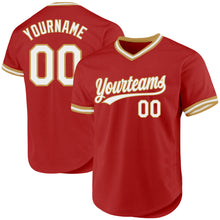 Charger l'image dans la galerie, Custom Red White-Old Gold Authentic Throwback Baseball Jersey
