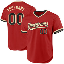 Charger l'image dans la galerie, Custom Red Black-Cream Authentic Throwback Baseball Jersey