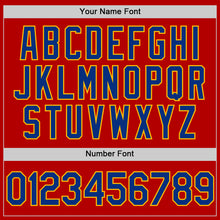 Laden Sie das Bild in den Galerie-Viewer, Custom Red Royal-Gold Authentic Throwback Baseball Jersey