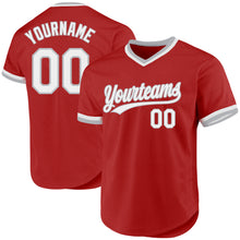 Charger l'image dans la galerie, Custom Red White-Gray Authentic Throwback Baseball Jersey
