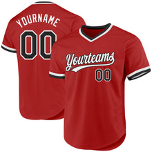 Charger l'image dans la galerie, Custom Red Black-White Authentic Throwback Baseball Jersey