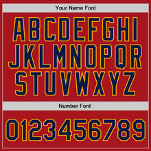 Загрузить изображение в средство просмотра галереи, Custom Red Navy-Gold Authentic Throwback Basketball Jersey