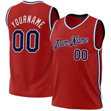 Загрузить изображение в средство просмотра галереи, Custom Red Navy-White Authentic Throwback Basketball Jersey