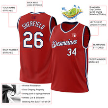 Laden Sie das Bild in den Galerie-Viewer, Custom Red White-Navy Authentic Throwback Basketball Jersey